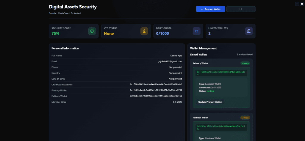 ChainGuard Identity Protocol Dashboard - User Management Interface